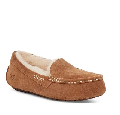Chinelos mocassim forrados de lã camurça resistente à água UGG Ansley - Castanha (LARGO) - Imagem 1 de 4
