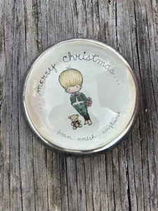 Fermacarte vintage Joan Walsh Anglund in vetro Buon Natale - Foto 1 di 2