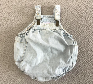 Vintage GUESS Bubble Romper Baby 3 Months Light Wash Denim Made in USA 90s - Picture 1 of 8
