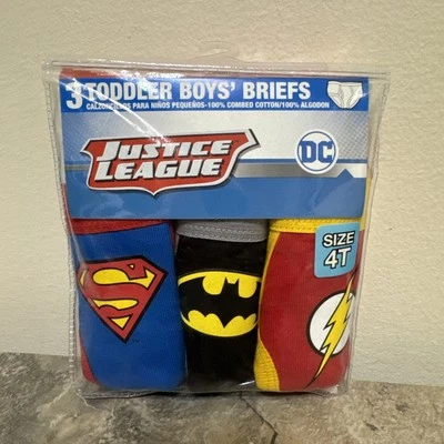 Boy's Toddler Briefs Justice League Superheroes DC 3 in Pack Size 4T NEW - Image 1 of 2