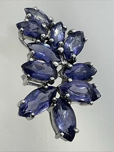 CUTE Solid 10K White Gold 1.65CTW Tanzanite Charm Pendant (22mm x 14mm) 2gr. - Picture 1 of 20
