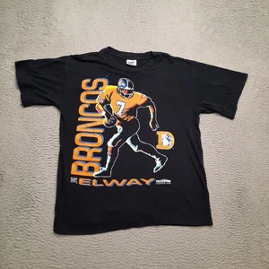 VINTAGE Denver Broncos Shirt Men’s Large Black John Elway Tee NFL Football 1992 - Picture 1 of 6