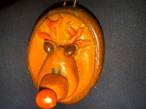 Vintage Handmade Christmas Rudolph The Red-nosed Reindeer  Ornament 1984-signed - Picture 1 of 4