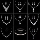 Bridal Rhinestone Necklace Earrings Wedding Party Luxury Multi Style Jewelry Set
