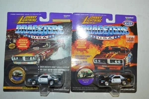 LOT OF 2 Johnny Lightning Dragsters USA '92 LAPD Camaro Black + Gray Diecast - Picture 1 of 18