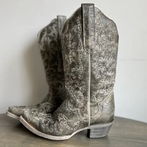 The Cassidy JB Dillion Leather Snip-Toe Cowboy Western Boots size 7 1/2 green - Picture 1 of 9