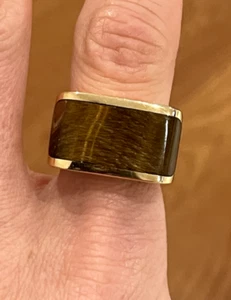 Gucci 18k Yellow Gold Tigers Eye Ring Size 6.5 - Picture 1 of 10