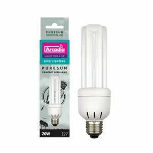 ARCADIA PURESUN BIRD LAMP COMPACT FLUORESCENT 20W E27 BULB 2.4% UVB 12% UVA - Picture 1 of 1