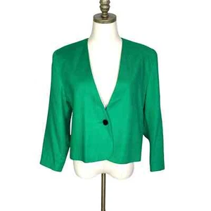 Worthington Vintage Blazer Jacket Holiday Green SM-MED Single Button Crop Retro - Picture 1 of 6