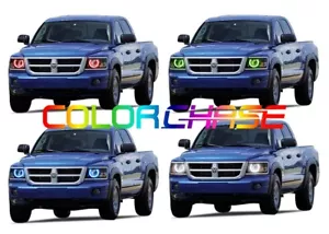 Color Chasing LED Headlight Flow Halo kit for Dodge Dakota 08-11 - Picture 1 of 10
