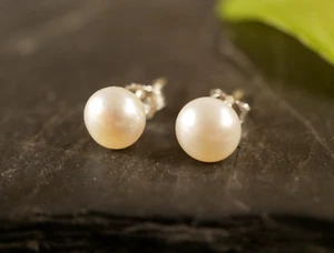 Encantadores Pendientes de Plata 925 Cuentas Blanco Redondo Vintage Simple - Imagen 1 de 12