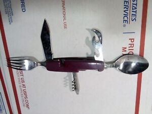 VINTAGE SWISS ARMY LIKE  KNIFE WITH FORK , Spoon, Knife, File And More