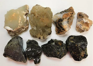 575.9 g Wholesale Lot of 8 Stones Slag Glass Stone and Montana Agate - Picture 1 of 10