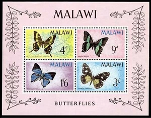 Malawi 40a sheet,lightly hinged.Michel Bl.5. Butterflies 1966. - Picture 1 of 1