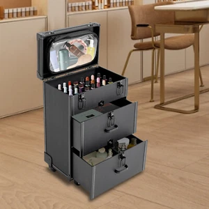 3-Tire Rolling Makeup Train Case Cosmetic Storage Trolley w/Drawer Organizer - Picture 1 of 20