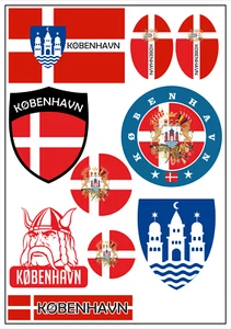 Kopenhagen Dänemark Aufkleber Karte Sticker-Bogen Stadt Auto Fahne Flagge Decal - Picture 1 of 2
