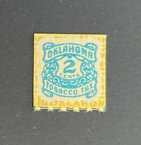 Ingresos del estado de Oklahoma - 2 centavos azul tabaco (cigarrillo) sello fiscal #T40 - MNH - Imagen 1 de 1