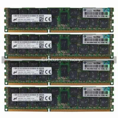 Micron 64G (4x16GB) DDR3-1600 PC3L-12800R 2Rx4 REG ECC RDIMM Server Memory 1.35V - Image 1 of 4