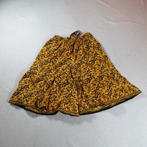 Vintage Baggy Shorts Womens Medium Yellow Floral Hippie Boho Wide Leg 26x10 New - Picture 1 of 17