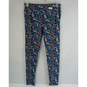 New LuLaRoe Tall & Curvy Leggings Blue With Multi-Color Feathers Design - Picture 1 of 6