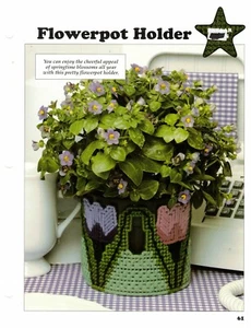 Flowerpot Holder Plastic Canvas Pattern Project By Leisure Arts - Picture 1 of 1