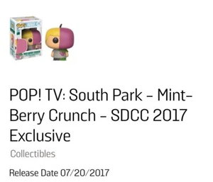 ¡POP! TV: SOUTH PARK-MINT-BERRY CRUNCH-SDCC 2017 EXCLUSIVO de FUNKO - Imagen 1 de 7