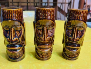 Group of Three ORCHIDS OF HAWAII R-72 Tiki Cups ~ Easter Island ~ New Old Stock - Picture 1 of 6