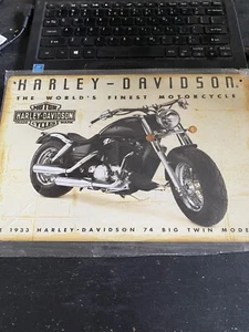 Metal Sign.  Harley Davidson. “The 1933 Harley-Davidson 74 Big Twin Model” - Imagen 1 de 1