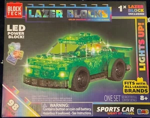 Lazer Blocks LED Power Building Blocks Sports Car Light Up Model -98 pieces -NEW - Picture 1 of 2