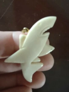 Hawaiian Shark / Mano Necklace (Buffalo Bone) -Hand Carved, Protection, Guardian - Picture 1 of 9