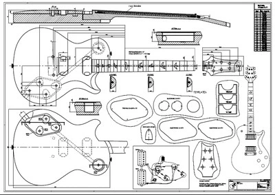 GITABOU.DE Disegno/piano di costruzione chitarra - ad esempio per riparazione Fender Gibson PRS