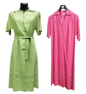 Women's Summer Dresses Pure Cotton Solid Color Canvas Weave Embroidery S Size IT - Picture 1 of 23