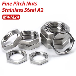 Fine Pitch Thread Hexagon Full Nuts A2 Stainless Steel M4 M5 M6 M8 M10 M12 - M24 - Picture 1 of 5