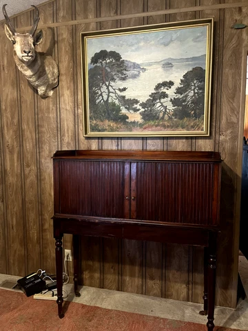 Antique Hotel Furniture Mail Sorter Cabinet with Tambour Doors Cover