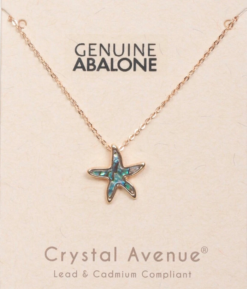 Ожерелье из зеленого абалона раковина морская звезда 17 дюймов золотистая цепочка перламутр новое - Изображение 1 из 1