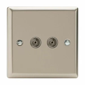 Enchufe de TV coaxial Varilight XN88 clásico satinado cromado 2 bandas - Imagen 1 de 1