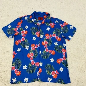 Defend Hemd Erwachsene mittelblau Blumen Hawaii Sommer leicht Freizeit Herren - Bild 1 von 7