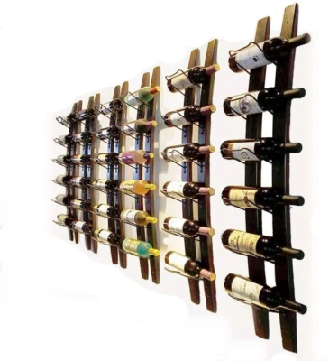 Estante de vino montado en la pared de madera, estante de vino de pentagrama de barril, soporte de botella de vino de madera - Foto 1 de 4