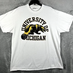 VINTAGE University Of Michigan Shirt Men's XL 90s White Graphic Logo Made In USA - Picture 1 of 9