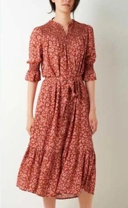 WYSE Livia Midi Dress 12 40 Floral Smocked Puff Sleeve Wedding Occasion Romantic - Picture 1 of 15