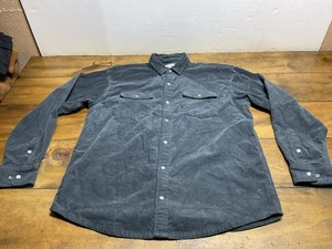 Poncho Western Corduroy Regular Fit Gray Charcoal Corduroy Pearl Snap Size Large - Picture 1 of 10