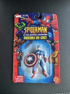 2003 Spiderman & the Marvel Universe Poseable Die-Cast Captain America New - Picture 1 of 2