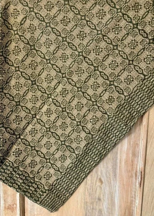 New Primitive Saratoga GREEN COVERLET TABLE SQUARE Tablecloth Topper 34" - Image 1 of 1