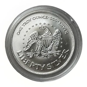 A-Mark .999 Fine Silver 1 Troy Ounce Liberty Silver Bell & Eagle Round 1 Oz Coin - Picture 1 of 2