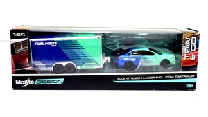 1/64 Maisto 2008 Mitsubishi Lancer EVO Evolution Enclosed Car Trailer Tow Go - Picture 1 of 4