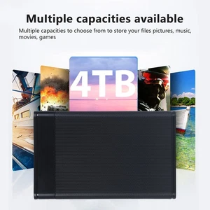 Hard Drive USB 1T/2T/4T High-Speed Transmission Portable Hard Drive HDD (black) - Afbeelding 1 van 12