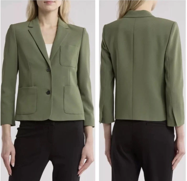 Theory Women SHRKN Patch Bright Olive Admiral Crepe Blazer 2 $445 NWT - Image 1 of 1