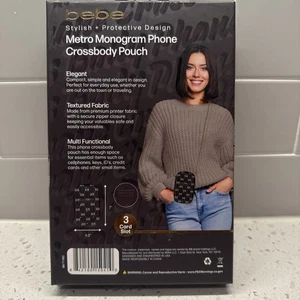 Bolso Bandolera Bebe Negro Monograma City Lights Teléfono Cuero Vegano Nuevo - Imagen 1 de 4
