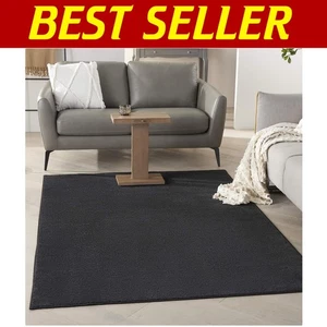 Luxurious 5' x 7' Indoor/Outdoor Black Area Rug - Easy Care, Non-Shedding - Picture 1 of 12