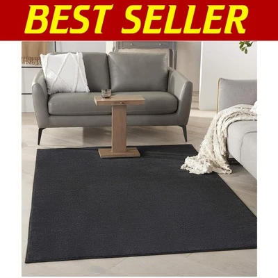 Luxurious 5' x 7' Indoor/Outdoor Black Area Rug - Easy Care, Non-Shedding - Image 1 of 4